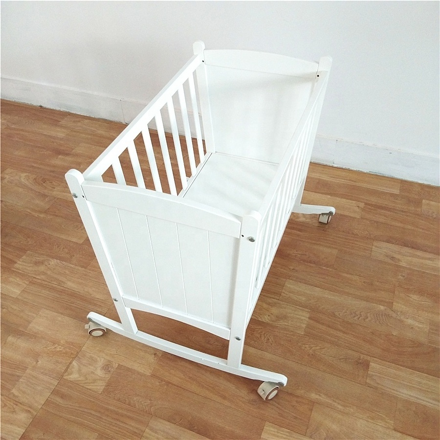 Manufacturer SALE solid wood small baby crib Indian swing cradle bed