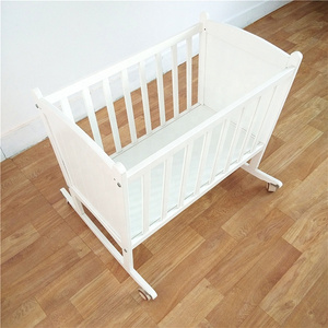 Manufacturer SALE solid wood small baby crib Indian swing cradle bed