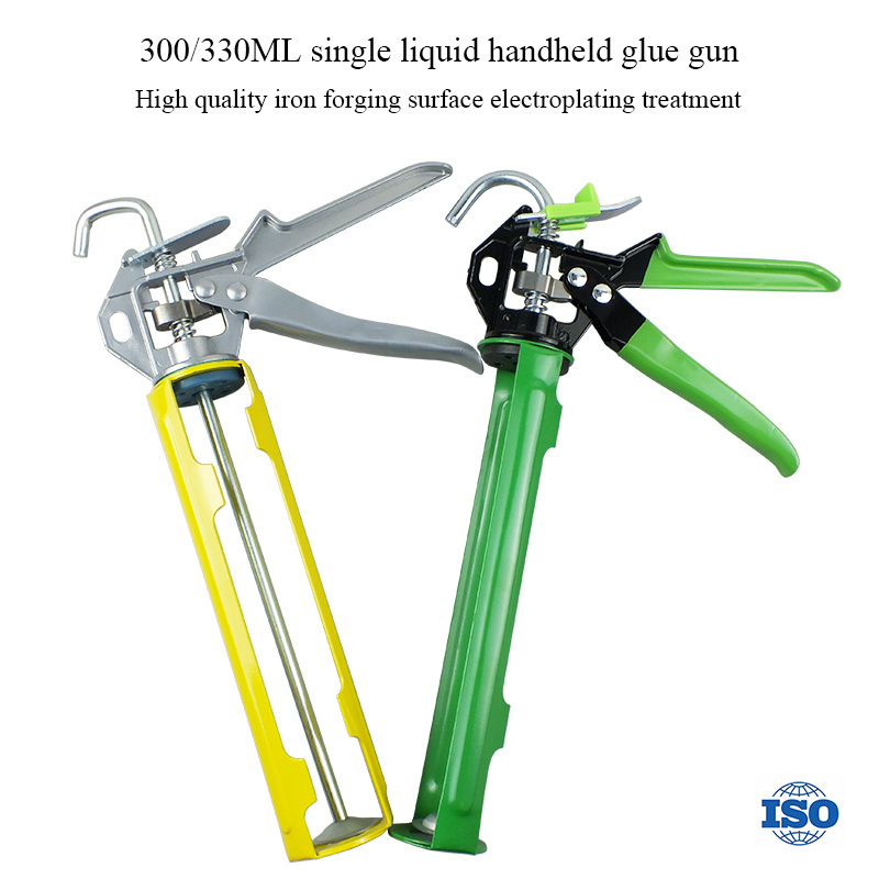 Quality Assurance Nozzle Glue Gun  Single Component 300CC Hand Movement Metal Glue Pressure Barrel Caulking Gun