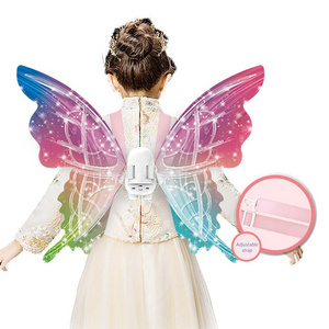 Angel Moving Fairy LED Electric Butterfly Wings Flap Toys Wedding Stage Decoration Halloween Girls Dress Up Gifts For Kids