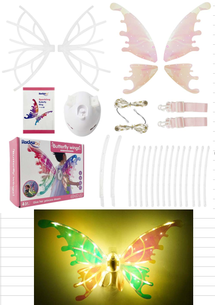 New Arrived Electric Toy Dress Up Fairy Princess Led Light Girls Decor Glowing Angel Butterfly Fairy Wings For Kids