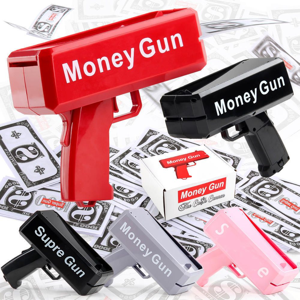 2023 Creative Money Spray Gun Custom Logo Cash Rain Toy Guns for Party Carnival Props Wedding Party Game Toy