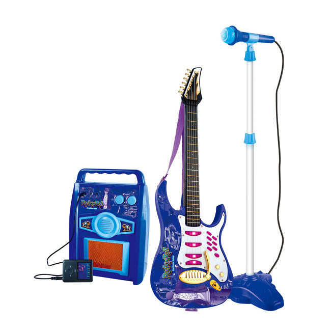 Kids Electric Musical Guitar Toy Play Set w/ 6 Demo Songs, Microphone, AUX