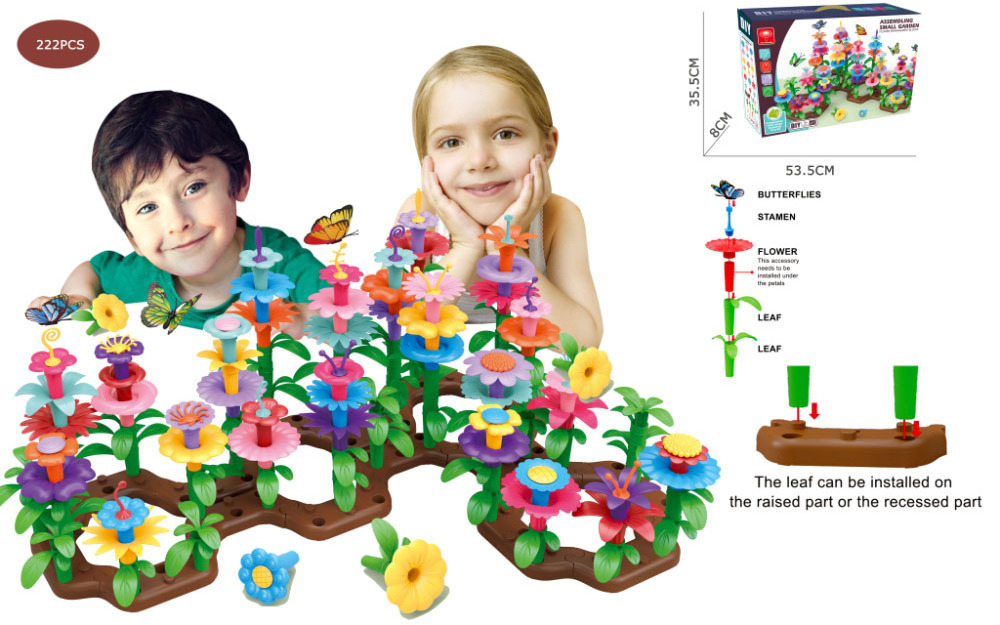 Block Toys Girls Assembly Flower Take Apart Game Stacking Toys DIY Butterfly Flower Garden Sets Building Toys