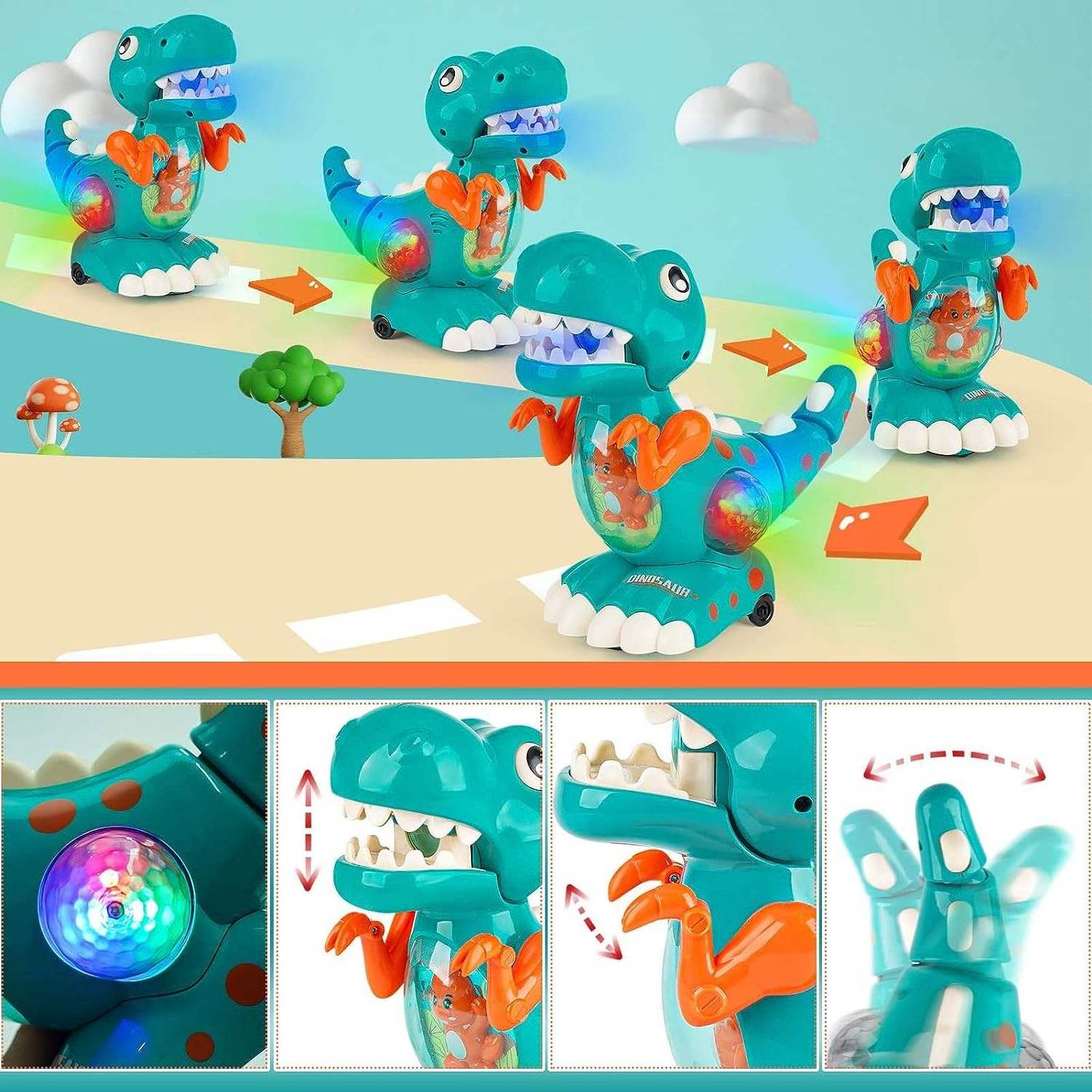 Baby Crawling Walking Dinosaur Toys With Musical Light Toy for Boys And Girls Baby Sensory Sound Toys Toddler Birthday