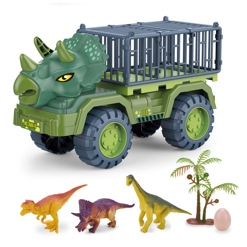 Dinosaur Transport Truck Play set Large Size Triceratops Vehicle Carrier Car Toys Kids Gifts, Monster Truck with 12 Dino Figures