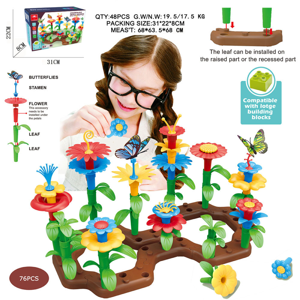 Block Toys Girls Assembly Flower Take Apart Game Stacking Toys DIY Butterfly Flower Garden Sets Building Toys