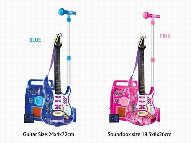 Kids Electric Musical Guitar Toy Play Set w/ 6 Demo Songs, Microphone, AUX