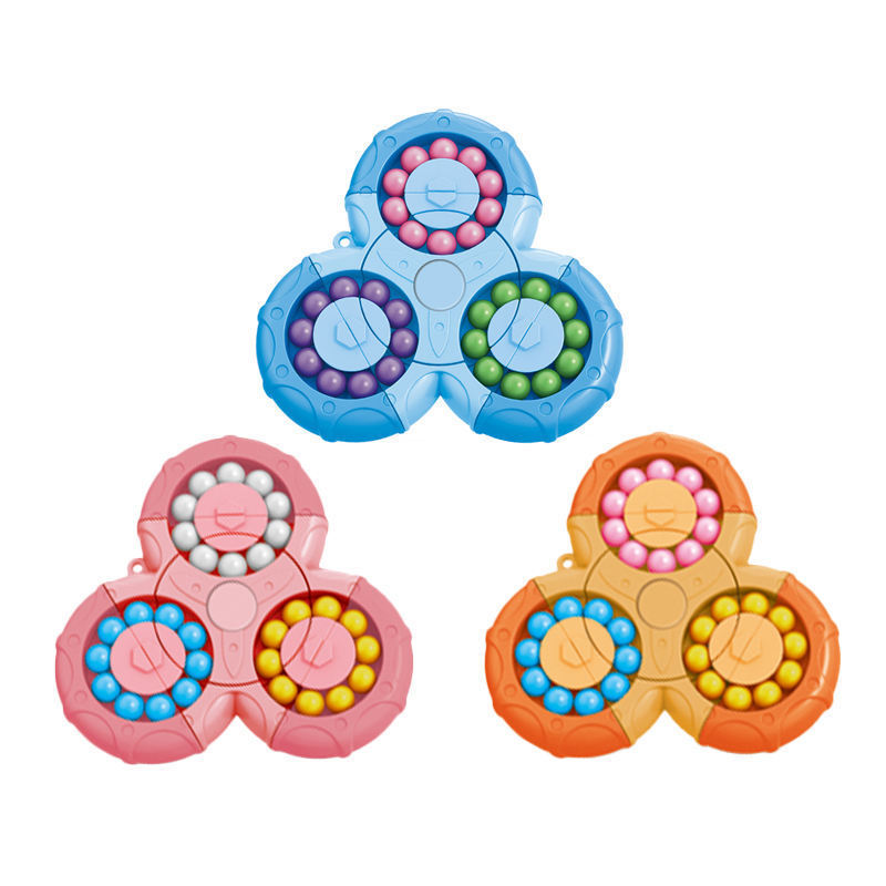 Handheld fingertip game 3 in 1 double flip spinner puzzle magic bean cube speed spin triangle magical bean stress relief toy