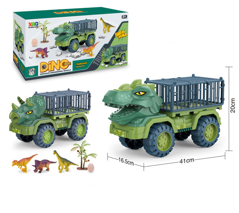 Dinosaur Transport Truck Play set Large Size Triceratops Vehicle Carrier Car Toys Kids Gifts, Monster Truck with 12 Dino Figures