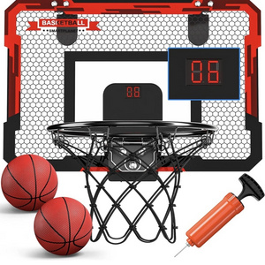 Electronic Scoring Record Basketball Hoop Toys Set Mini Basketball Hoop Scoreboard Over The Door For Children Indoor Sport Toys