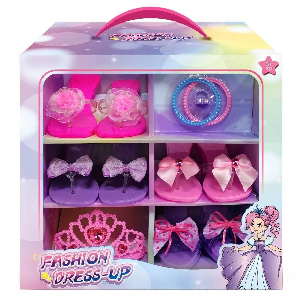 Juguete set de belleza pretend role play popular princess shoes crown necklace earrings fashion jewelry dress up set girl toys