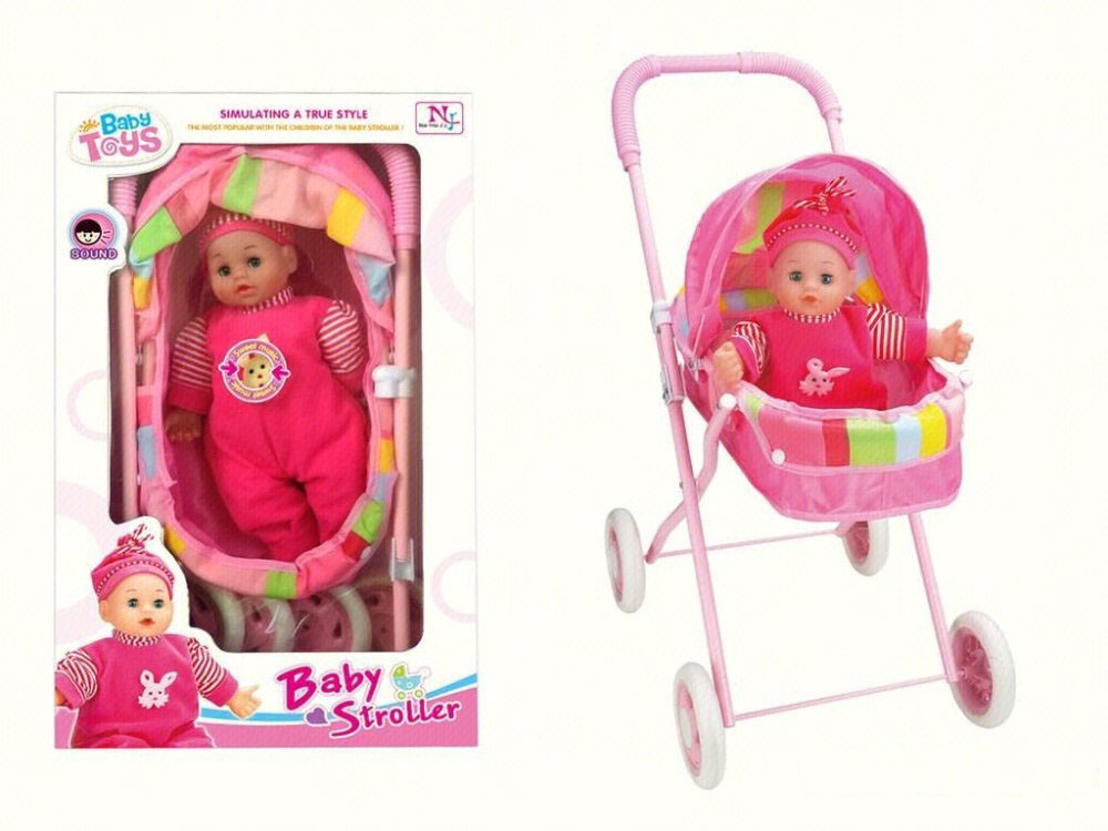 Hot selling baby doll stroller nursery role play set toy realistic baby doll play set with baby doll accessory