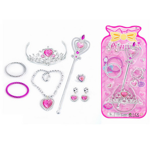 Factory wholesale Hot sale cheap princess tiaras children plastic acrylic bridal crowns head wear magic wand