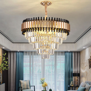 Round Crystal Pendant Light Home Decorative Lamps Hotel Lamps Fixture Gold New Led Modern Luxury K9 Crystal Chandelier