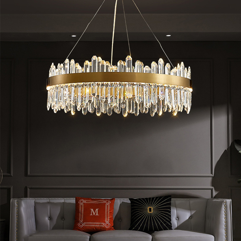 Post-modern Light Luxury Living Room Glass Pendant Light Creative Round Led Crystal Chandeliers For Villa Restaurant Redroom