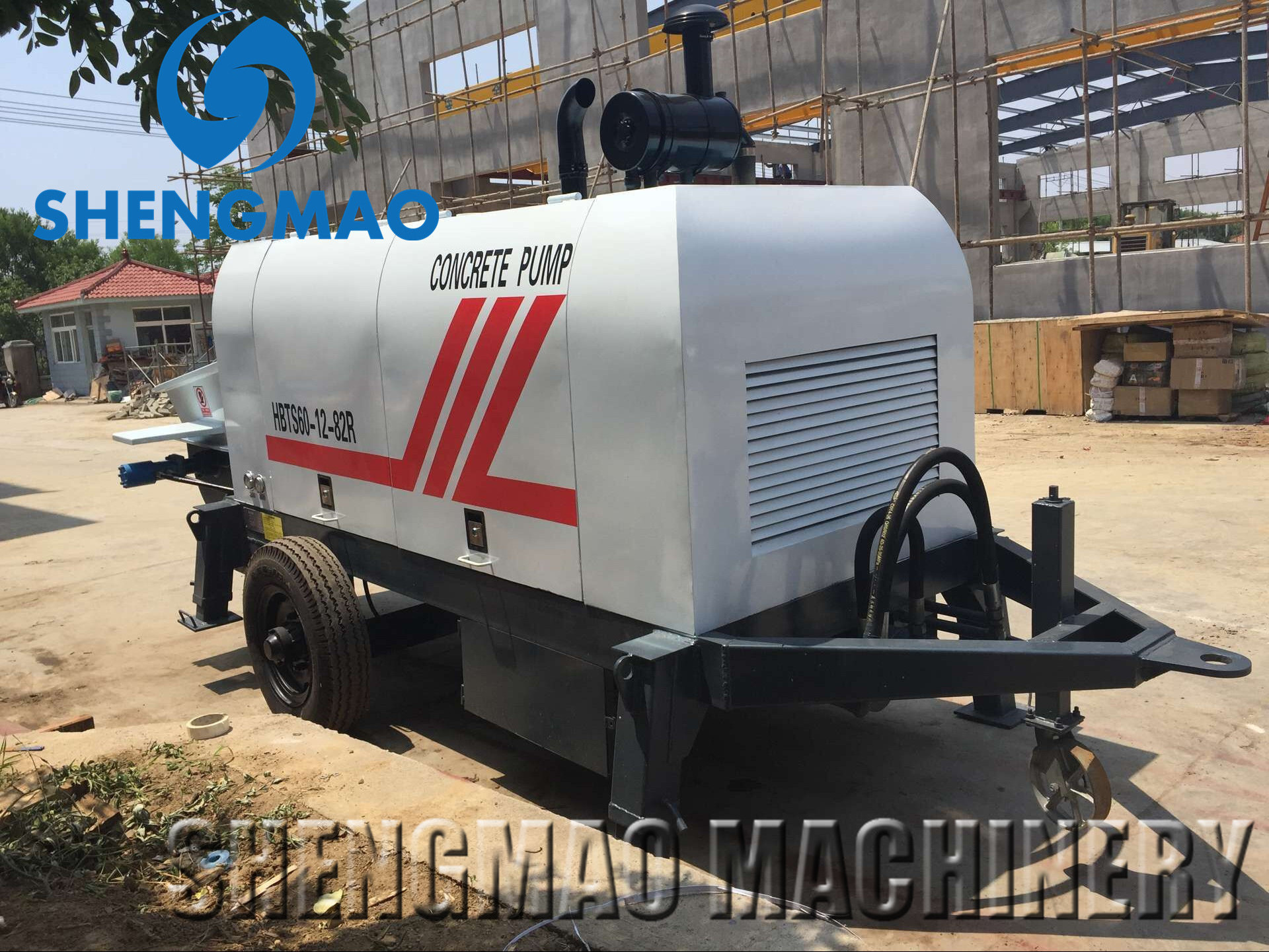 Efficient Small Concrete Pump Machine Diesel Trailer Concrete Pumps 60M3