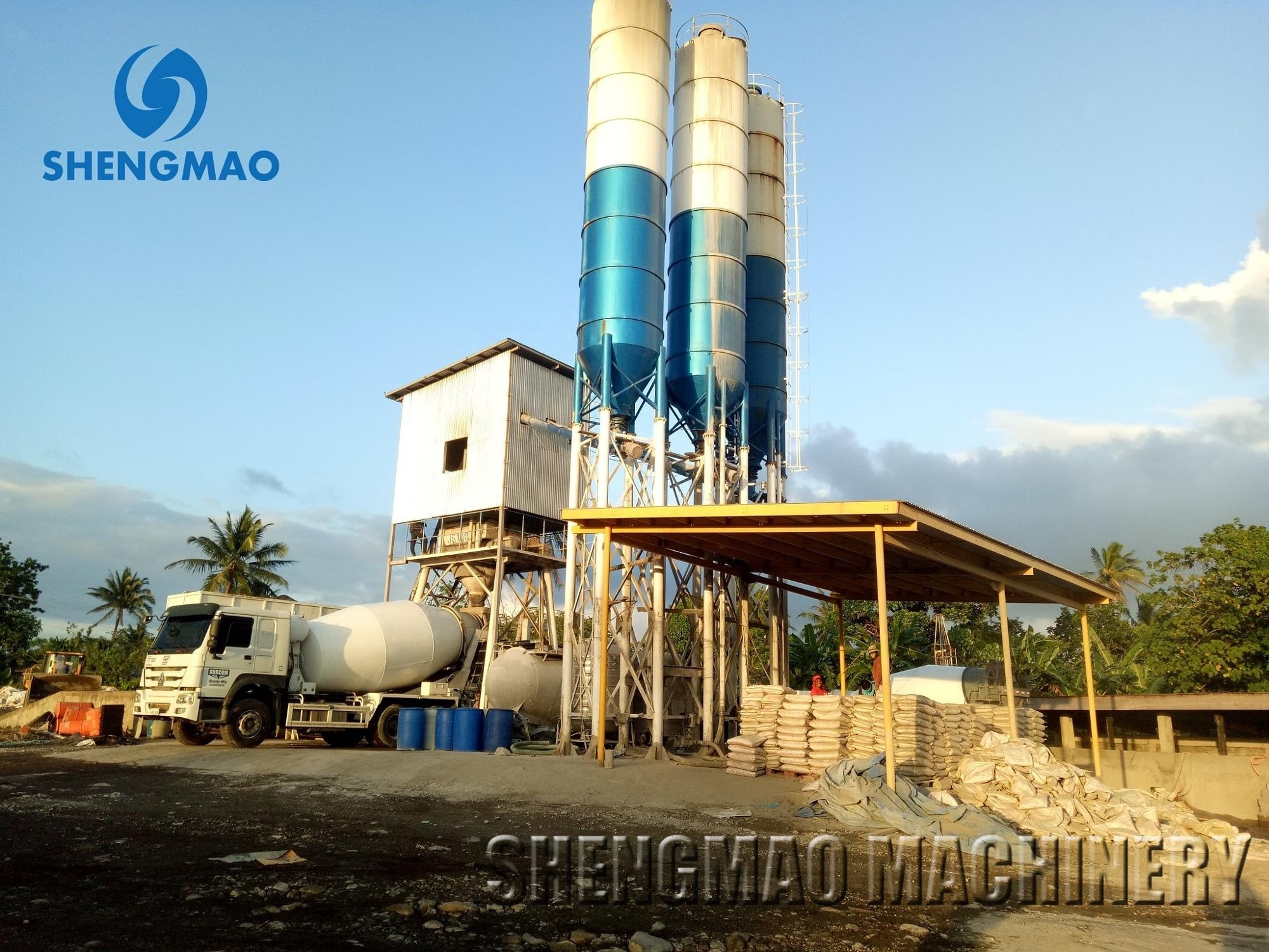 efficient 50m3/h HZS50  concrete batching plant concrete mixing plant for ready mix concrete with china factory price