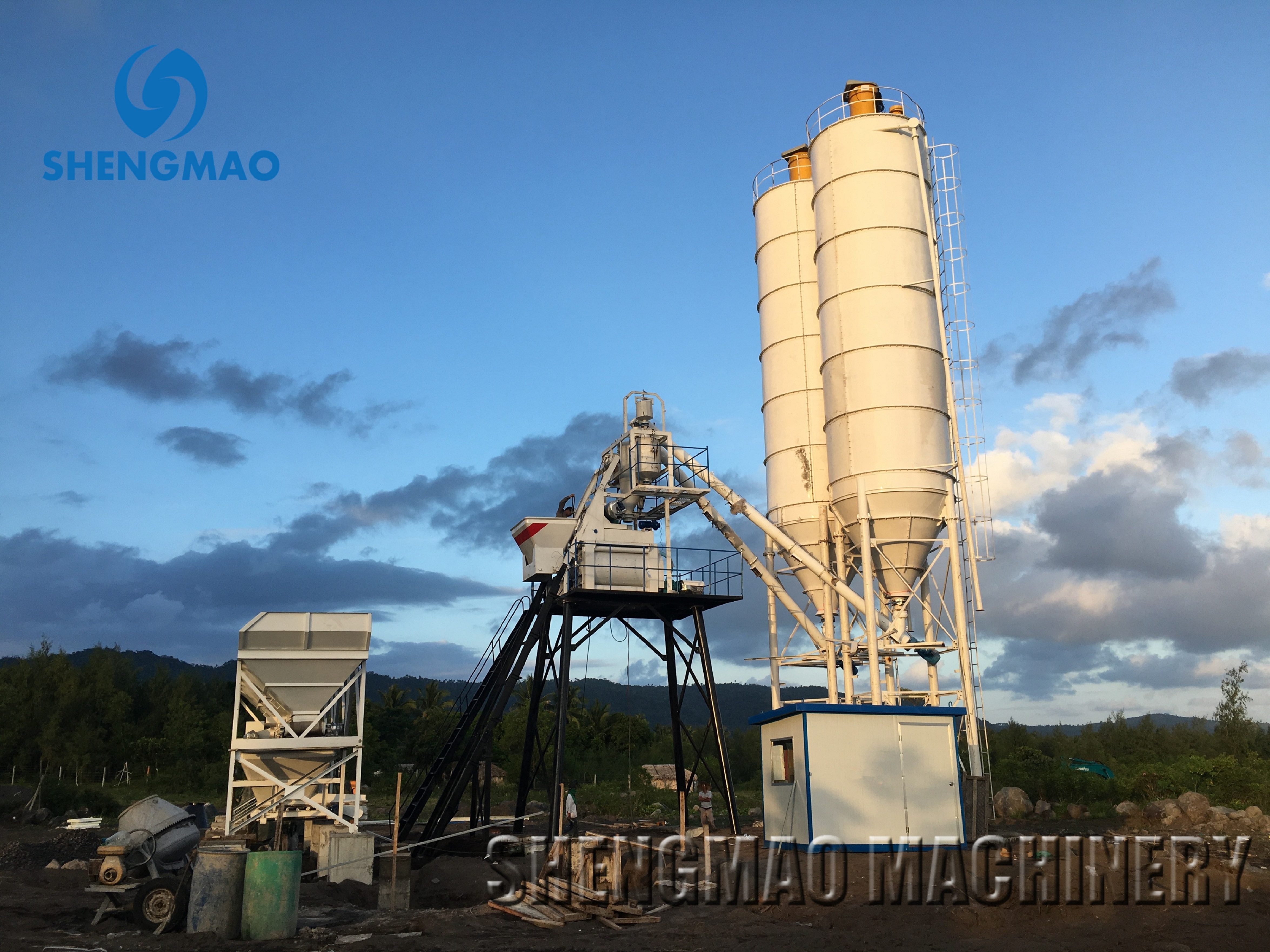 efficient 50m3/h HZS50  concrete batching plant concrete mixing plant for ready mix concrete with china factory price