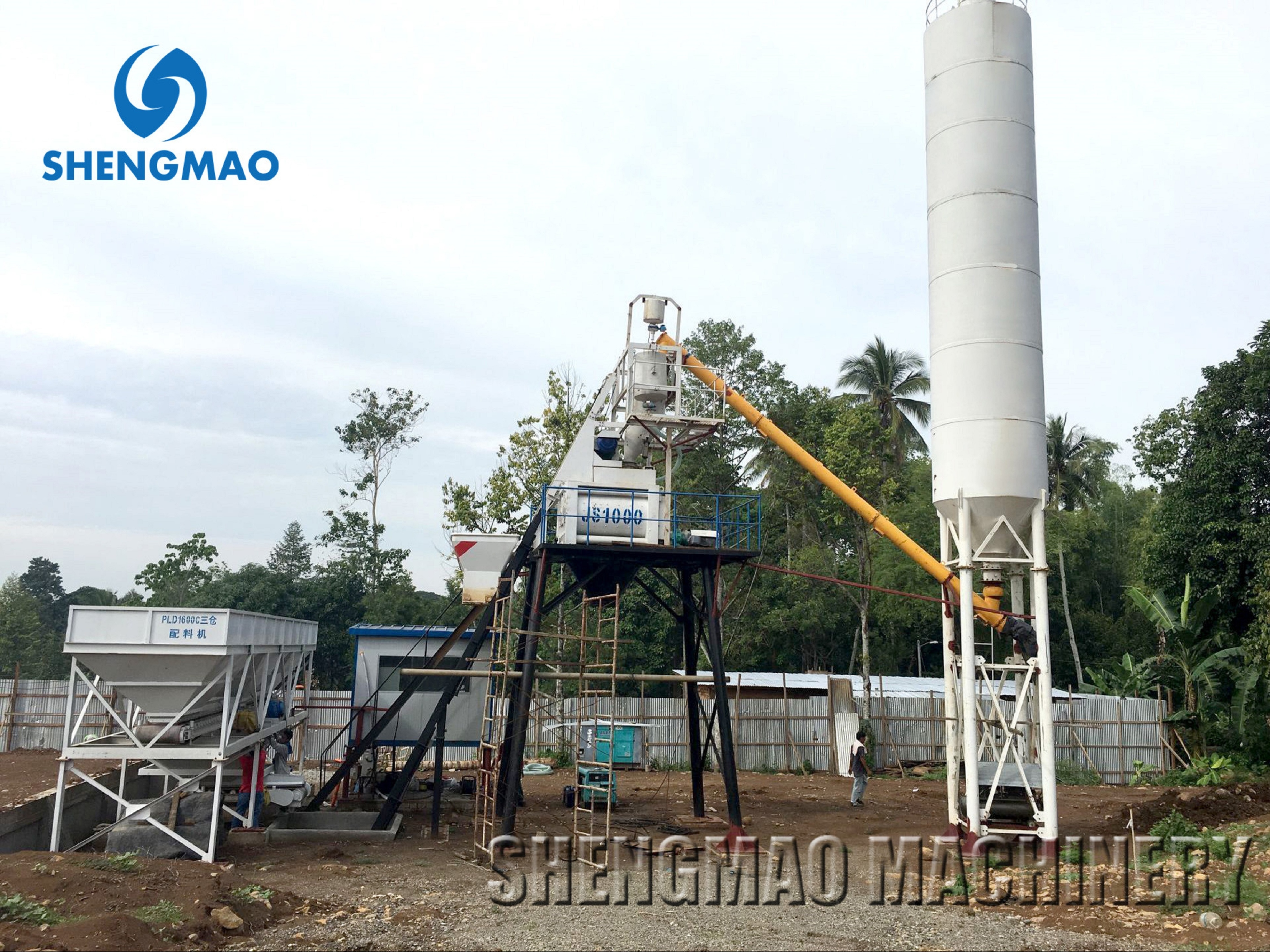 efficient 50m3/h HZS50  concrete batching plant concrete mixing plant for ready mix concrete with china factory price