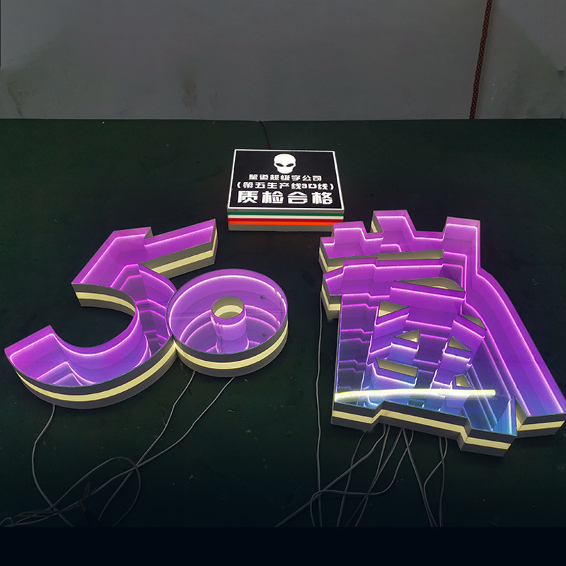 Acrylic 3d Letters Mirror Infinity Thousand Layer Mirror Outdoor Decoration LED Neon,Infinity Neon Letter Sign