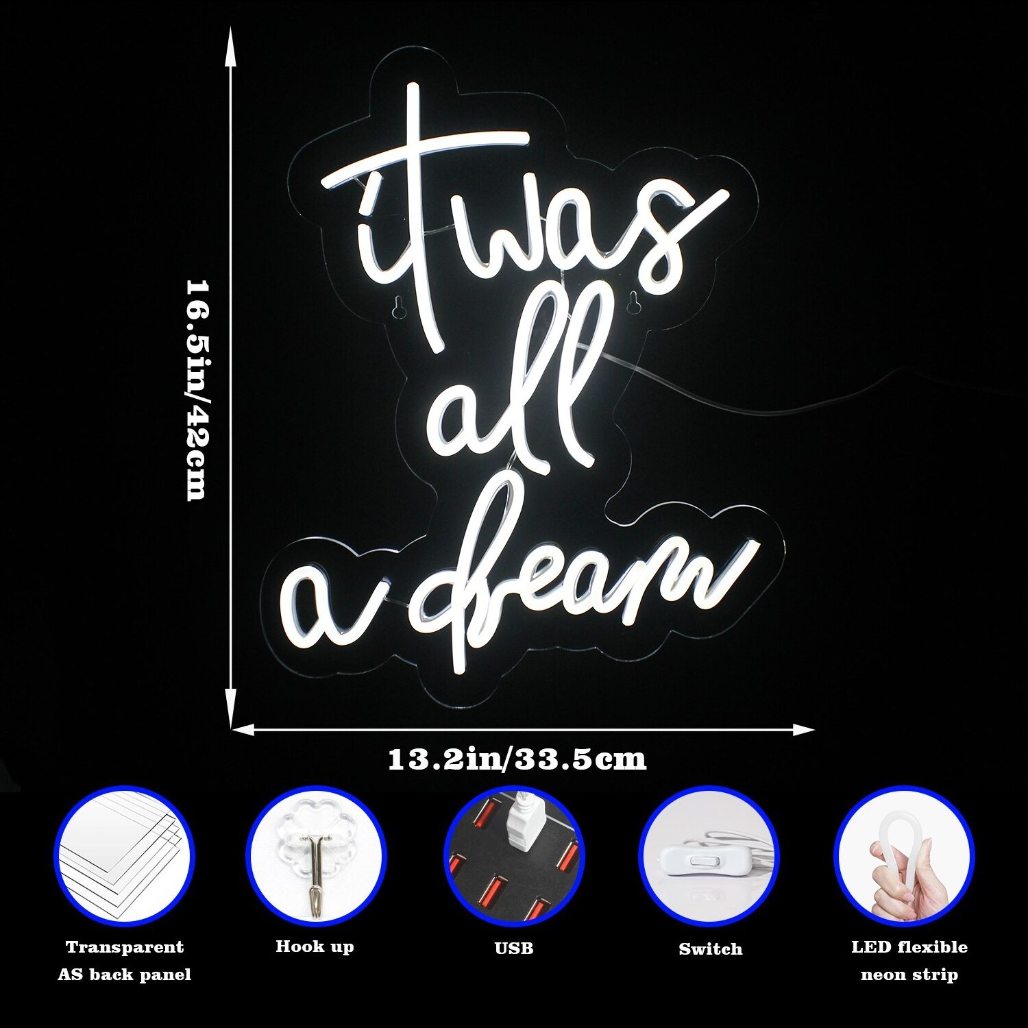 It Was All A Dream Neon Wedding Sign Custom Led Neon Acrylic Sign Party Wedding Decor For bedroom