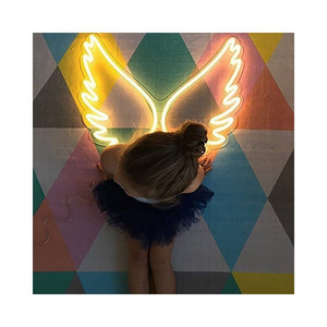 Wedding Background Wall Hanging Wing Shape Neon Signage Custom Led Angel Fairy Wings Neon Sign For Shop Advertising