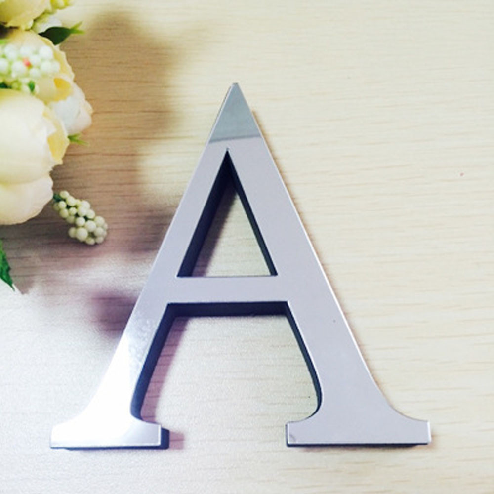 Name Alphabet Wedding Love Letters Wall Home Decor 15CM Black Gold Silver 3D Mirror English Letters Sign Wall For Logo