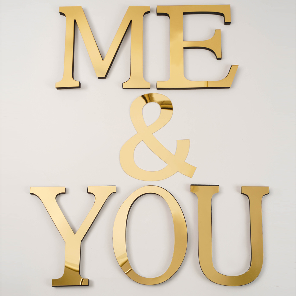 Large Size 20cm Gold Silver 3D Acrylic Mirror Letter,Surface English Letters Wall Stickers,Home Decor Wall Decals Alphabet Sign