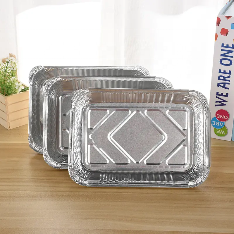 Hot Food Packing Food Grade Silver Aluminum Foil Container Box