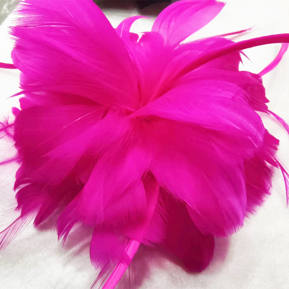 Hot Factory Sales natural feather flower hair clip headdress feather flower for decoration