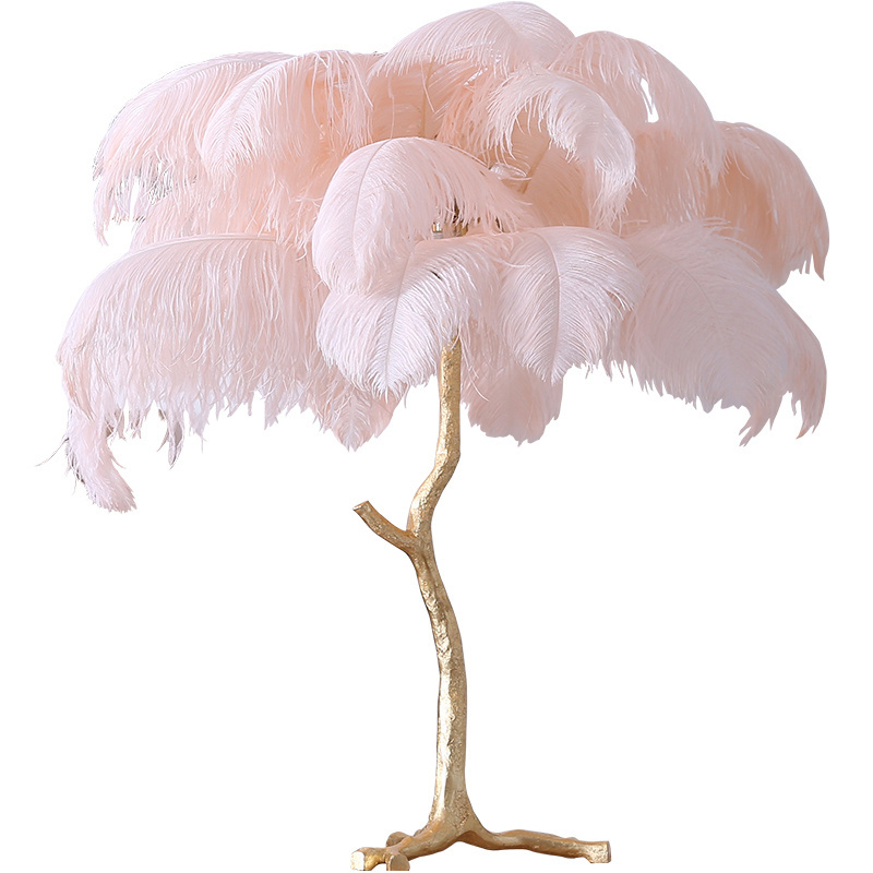 bedside feather tree shape table lamp white black pink feather lamp for bedroom hotel luxury ostrich feather table lamp