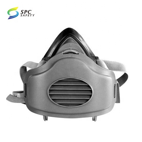 Head mounted silicone reusable half face anti particulate 3200 respirator dust mask with replaceable single cartridge filter