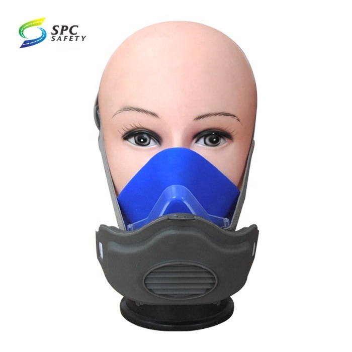 Head mounted silicone reusable half face anti particulate 3200 respirator dust mask with replaceable single cartridge filter