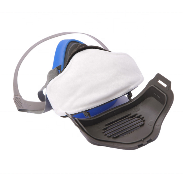 Head mounted silicone reusable half face anti particulate 3200 respirator dust mask with replaceable single cartridge filter