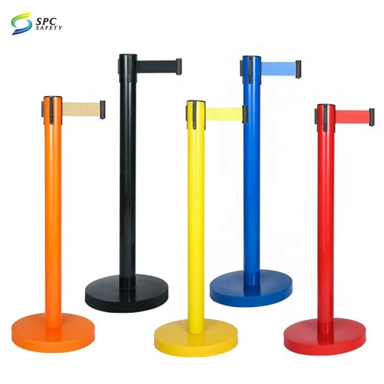 New style crowd control Pvc plastic water filled weighted base safety Pole barrier stand Retractable belt Queue post stanchions