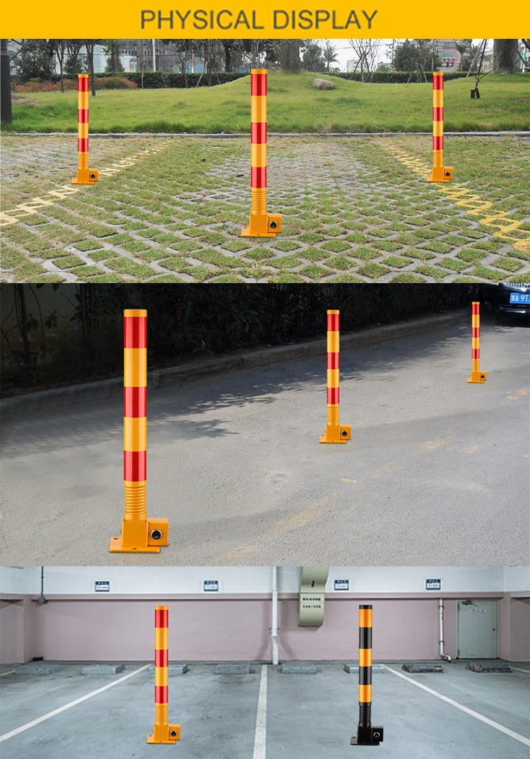 Steel Durable Portable Removable Park Safety column Blocker folding Manual Parking pile Lock barrier Parking bollard post lock