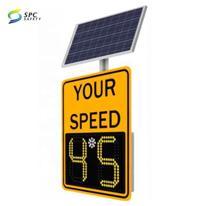 Road traffic Solar radar speed feedback limit display sign Solar panel powered Led radar detection overspeed warning signs