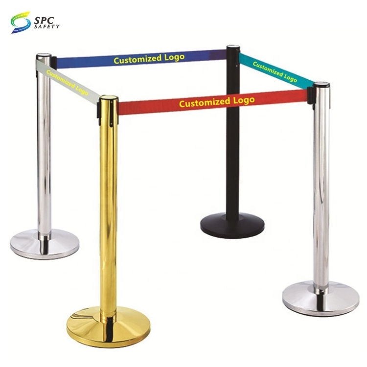 New style crowd control Pvc plastic water filled weighted base safety Pole barrier stand Retractable belt Queue post stanchions