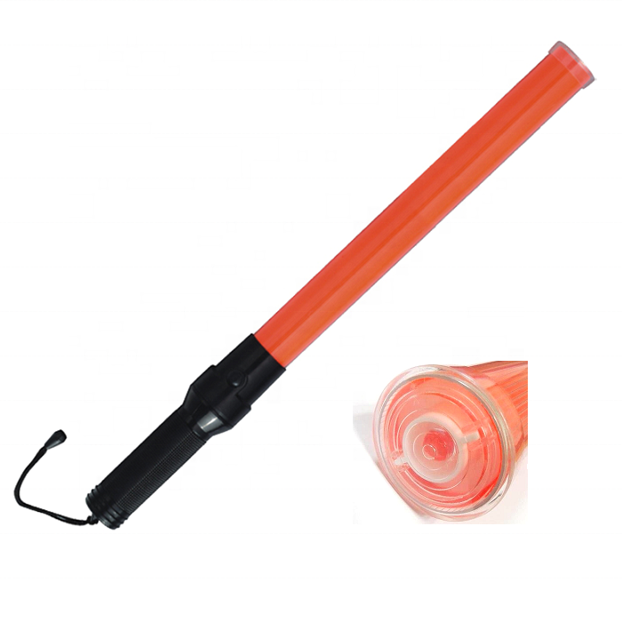 Tops Sell 54cm red battery Outdoor alert Safety plastic handheld Led Traffic Signal Control batons With Top Light