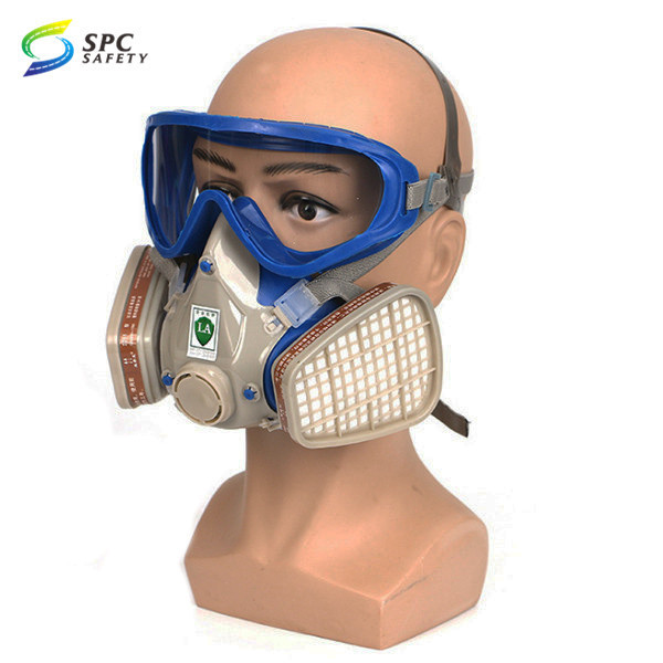 High quality spray paint toxic chemical mining workplace safety protective half face facepiece gas respirator mask with goggles