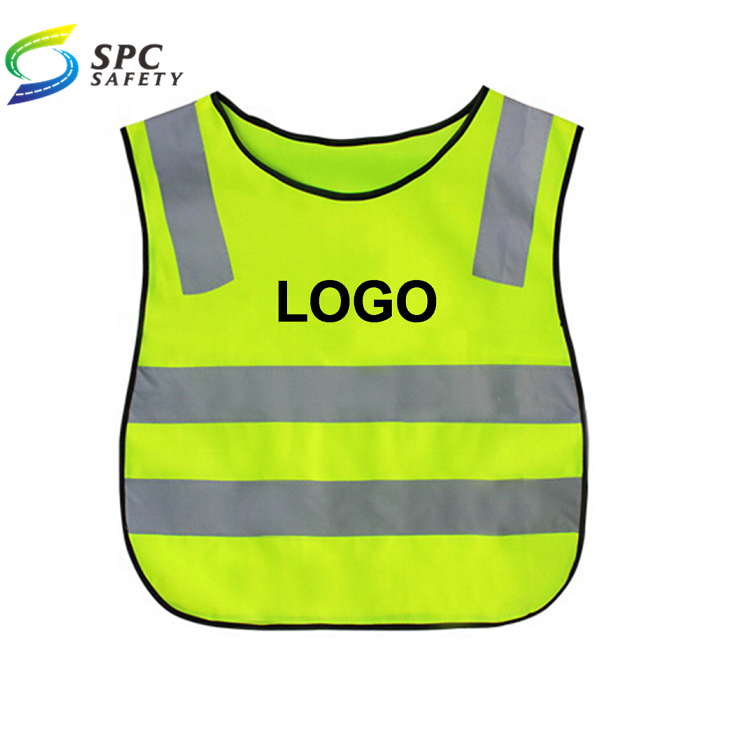 Four reflective strips green color hi vis customizable outdoor activities safety vest for children