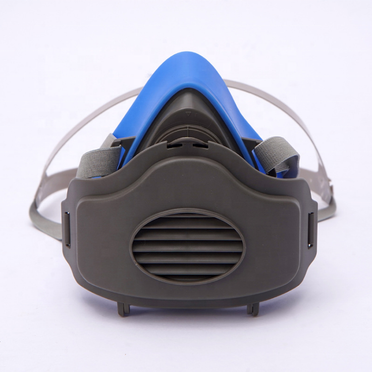 Head mounted silicone reusable half face anti particulate 3200 respirator dust mask with replaceable single cartridge filter