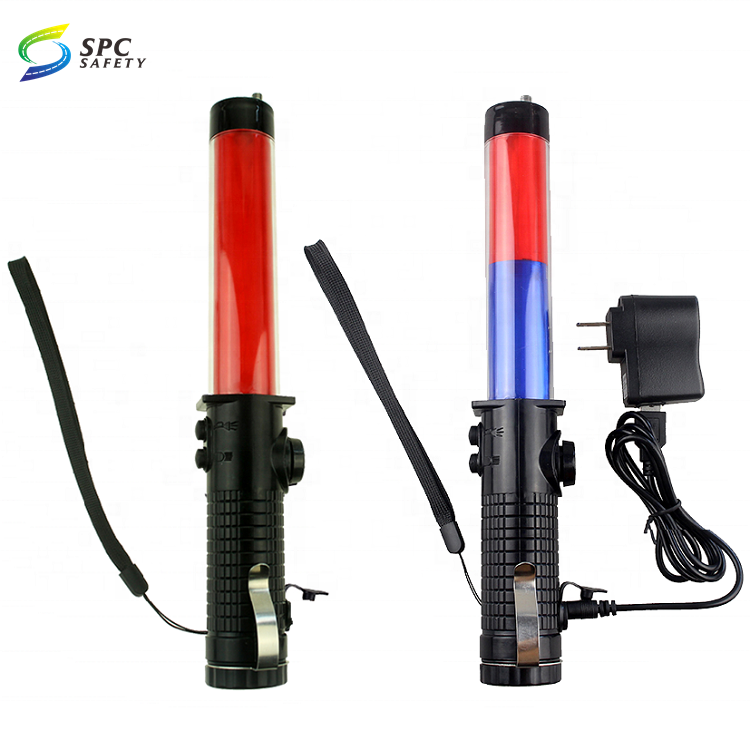 Parking Guide traffic control marshaling command Led warning flashing safety signal light batons traffic wands with top light