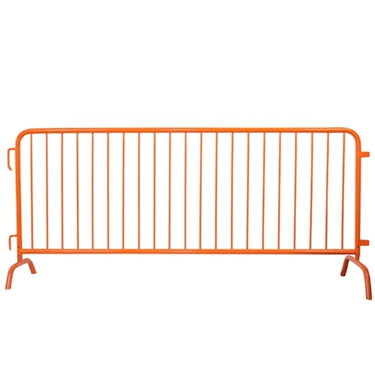 Portable road construction Interlocking galvanized steel tube barriers pedestrian crowd control Metal barricade with Curved Feet