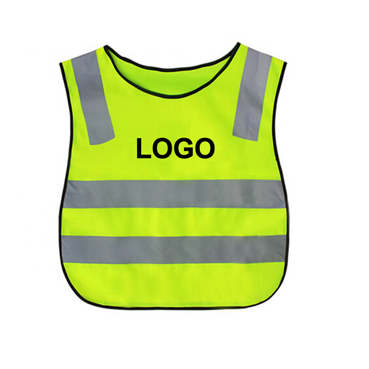 Four reflective strips green color hi vis customizable outdoor activities safety vest for children