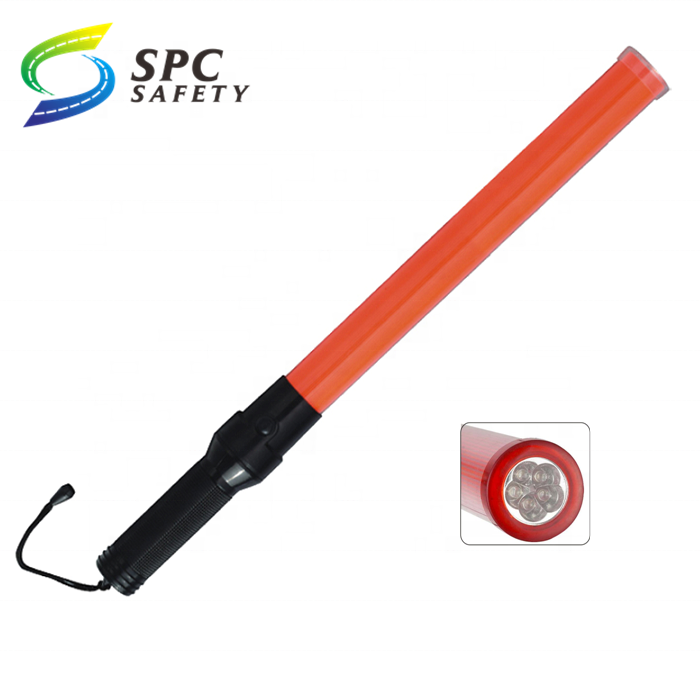 Tops Sell 54cm red battery Outdoor alert Safety plastic handheld Led Traffic Signal Control batons With Top Light