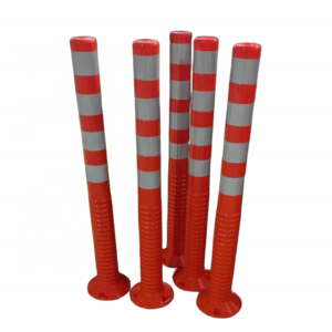 100cm 40" inch Plastic PU Road safety traffic warning post Flexible spring delineator post with reflective strips