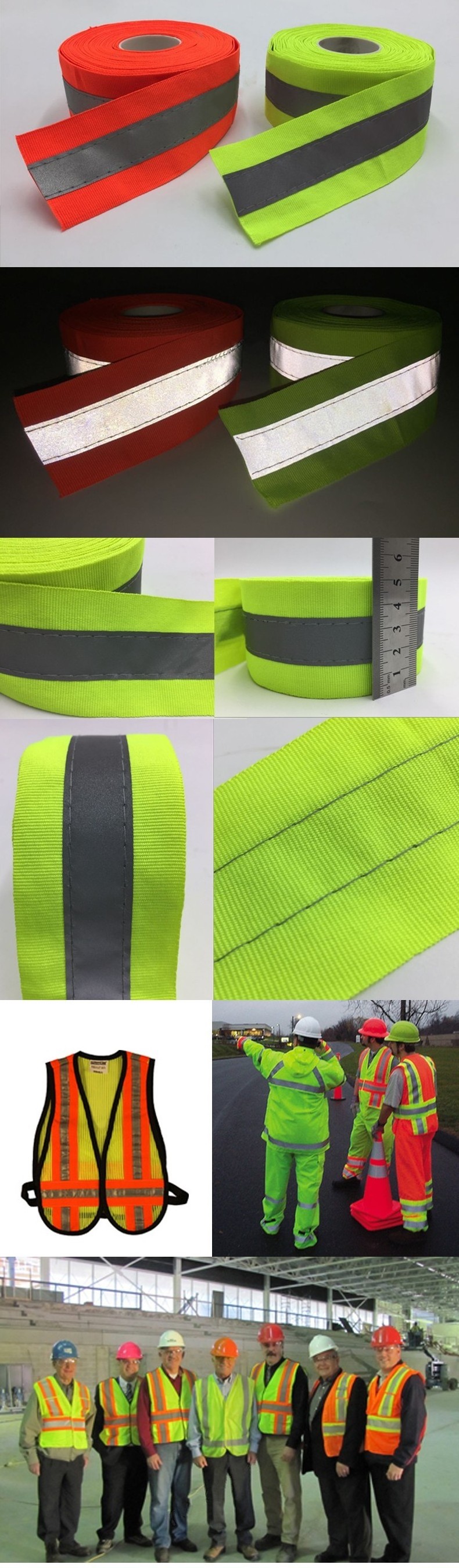 High Visibility silver reflective warning Safety clothing Trim strip Sew on polyester Fluorescent fabric Reflective Webbing tape