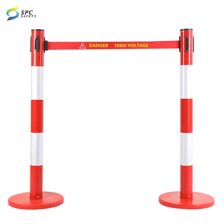 Hot sales warning traffic crowd control PE plastic chain post barrier Plastic chain stanchions with water filled weighted base